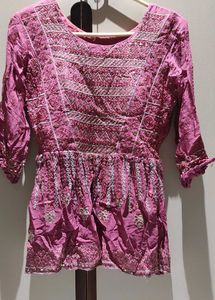 Embroidered Pink one-piece