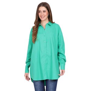 Chic Green Oversized Button-Up long Shirt