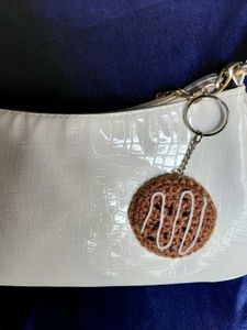 Crochet chocochip cookie bag charm and keychain