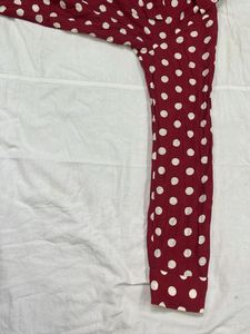 girls Maroon shirt white Polka Dot Button-Up