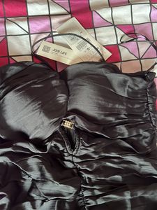 ZARA Little Black Dress Ruched Draped Rhinestone M