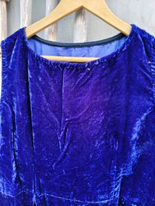 Elegant Blue Velvet Maxi Dress