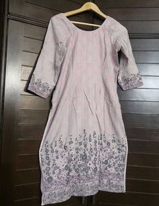 Grey Printed Kurta with Dupatta