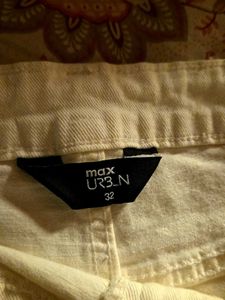 Cream Denim Cutoff Shorts