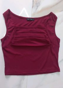 Ribbed Cropped Wine Top