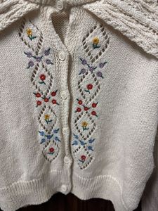 zara Chic Embroidered Knit Cardigan