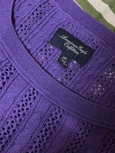 American Eagle Purple Cable Knit Sweater
