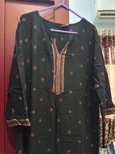 Black Kurta with Orange Embroidery