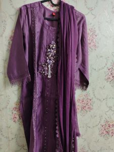 New Elegant Purple Kurta Set with Dupatta