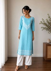 blue long kurti for women