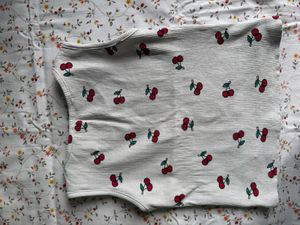 Cute Cherry Print Ribbed Tank Top