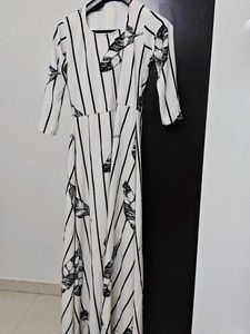 White Black Printed Maxi Dress
