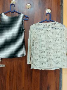 Sheer Lace Top &amp; Striped Tank Set