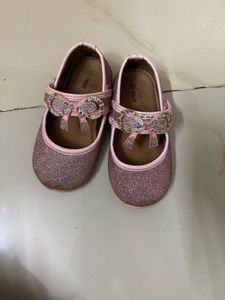 Sparkly Pink Ballet Flats with Bow Detail