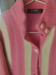 Pink &amp; Cream Striped Cardigan