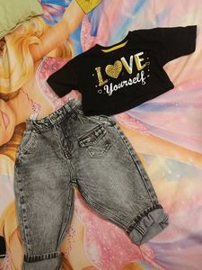 Cute "Love Yourself" Top & Jeans Set