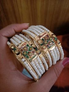 Elegant Pearl &amp; kundan Bangles