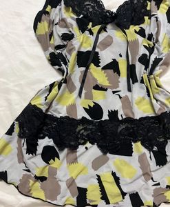 Abstract Print Camisole with Lace Trim