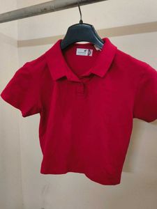 Red Cropped Polo T-Shirt
