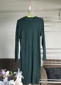 New Look Green Ribbed Midi Dress