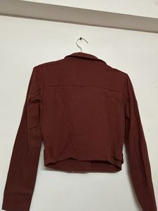 Women's Burgundy Cropped Jacket