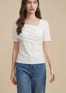 one shoulder white top