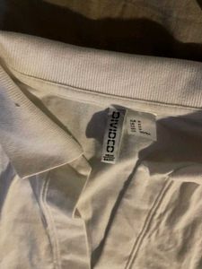 H&amp;M White Cropped Polo T-Shirt