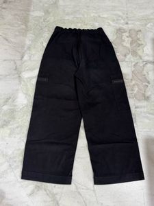 Black Cargo Wide-Leg Pants