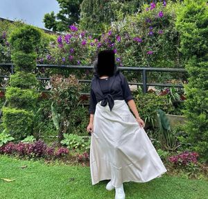 Elegant Satin Midi Skirt with Bow Detail