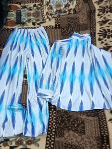 Blue &amp; White Print Matching Set