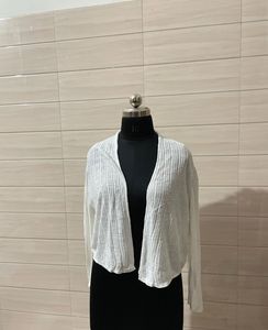 imported Light Grey Ribbed Open Cardigan