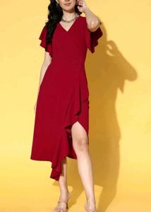 Maroon Ruffle Dress