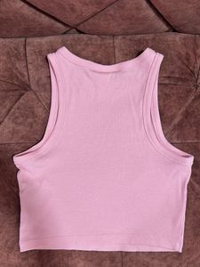 Barely Used - Pink Ribbed Cropped Tank Top
