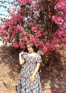 Floral Print Tiered Midi Dress