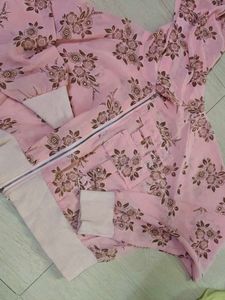 Pink Floral Zip-Up Jacket