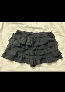 Black Ruffle Tiered Shorts