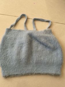 Cozy Fuzzy Light Blue Crop Top