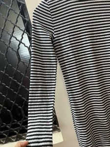 Black &amp; White Striped Knit Dress