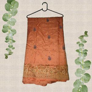 Peach Embroidered Saree women's 💓✨