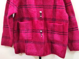 imported luxury berry plaid women's cardigan/jacke