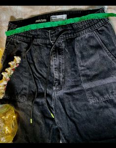 Acid wash Charcoal denim jogger