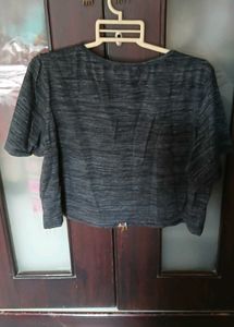 Stylish Grey T-Shirt with Colorful Neckline