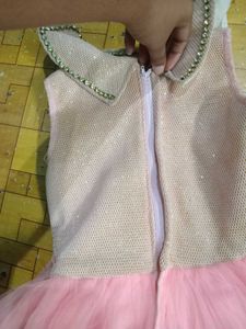 Sparkling Pink Tulle Feather Dress