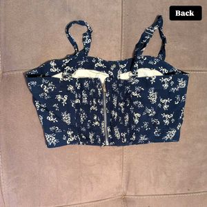 blue and white floral print Cami top