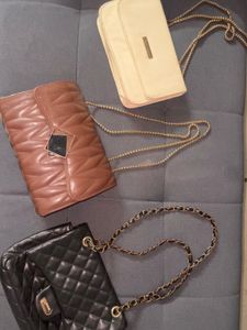 3 Quilted Chain Strap Handbags