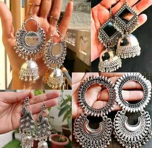 Combo pack of 4 oxidised Jhumkhas