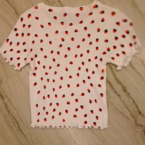 Cute Strawberry Print Top