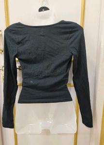 Chic Black Wrap Top