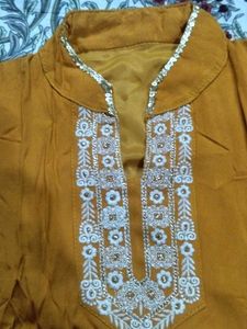 Elegant Mustard Kurta with Embellishments