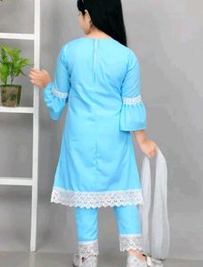Girl's Blue Embroidered Salwar Kameez